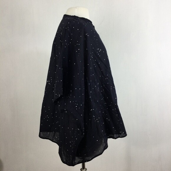 EILEEN FISHER Womens Organic Cotton Voile Splatter Print Box-Top Blue S/M NWT - Picture 2 of 11